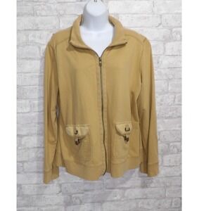 Lauren Jeans‎ Co Ralph Lauren Sweater Jacket Camel Neutral Zip Cotton Knit XL